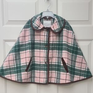 Janie and Jack Pink and Green Plaid Cape